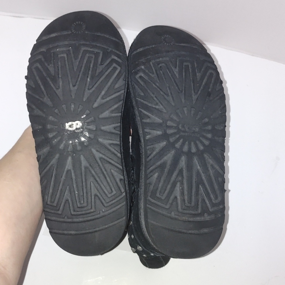 UGG Black Ankle Boots Size 5 with Slouchy Cuff and Studded Details - Picture 6 of 8